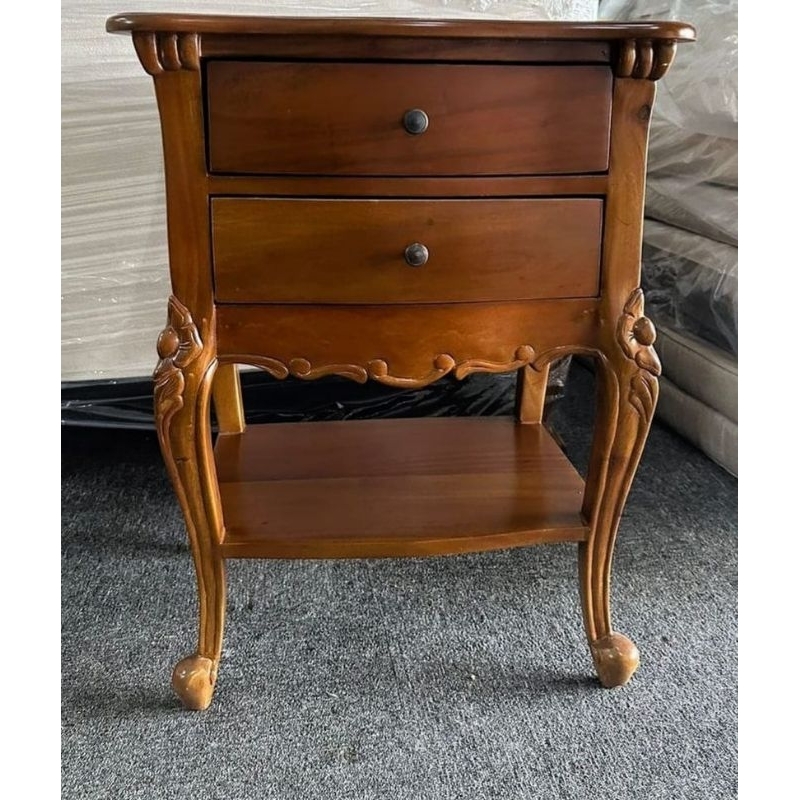 nakas ukir  2 laci kayu jati perhutani