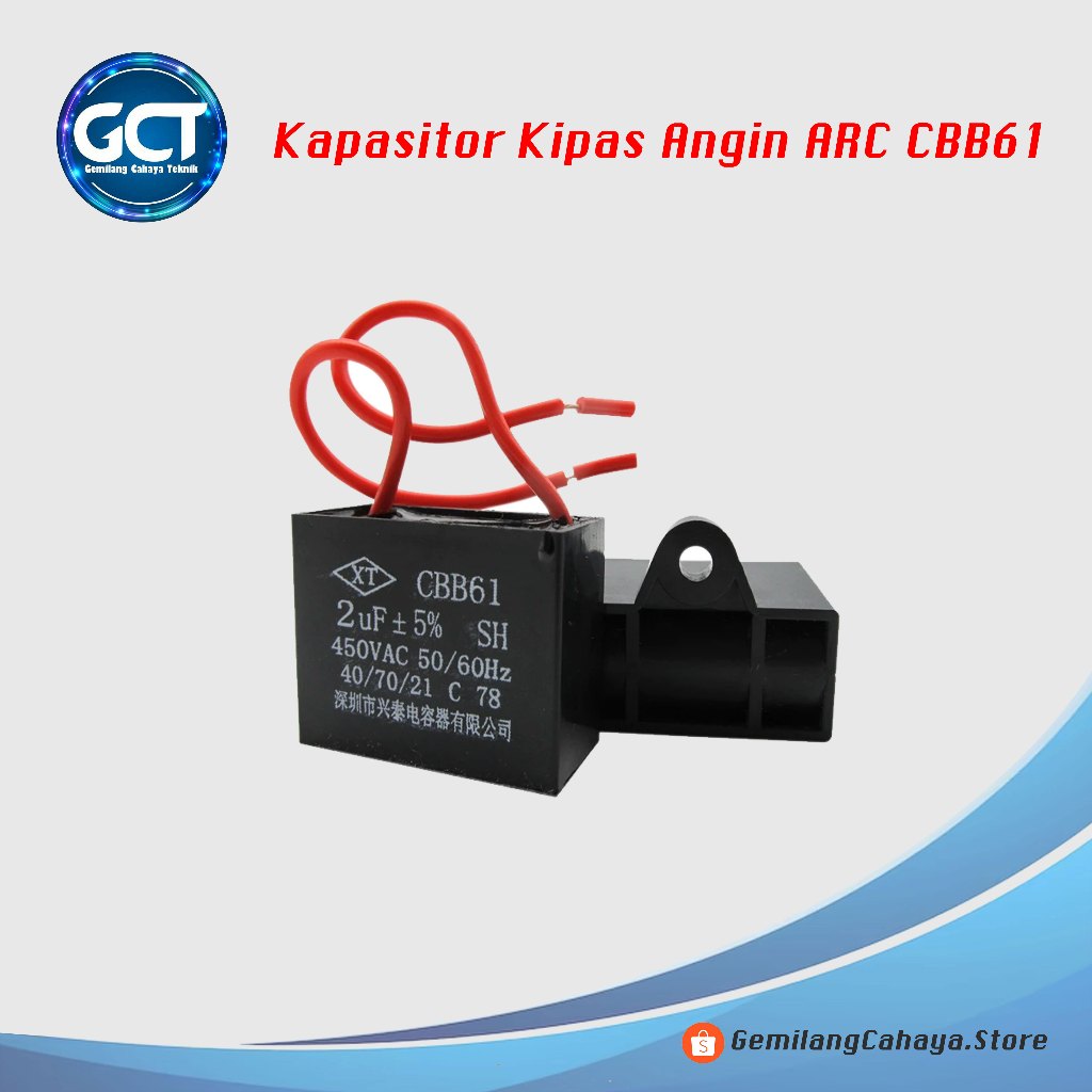 Kapasitor Kipas Angin CBB61 1.5 UF 2UF 2.5UF 450v Dinamo Kapasitor Kipas Angin