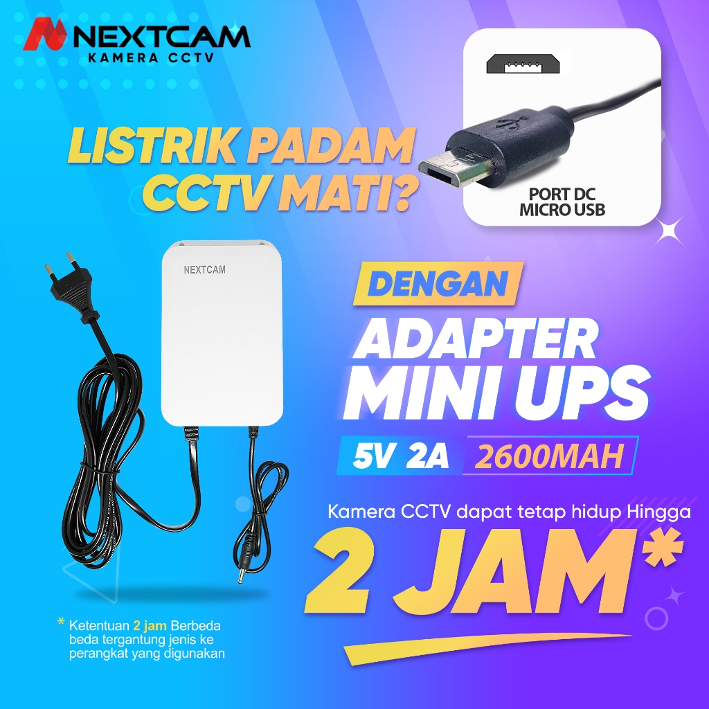 Nextcam Smart Portable Mini UPS 5V2A Adaptor UPS 5Volt CCTV Camera Wireless
