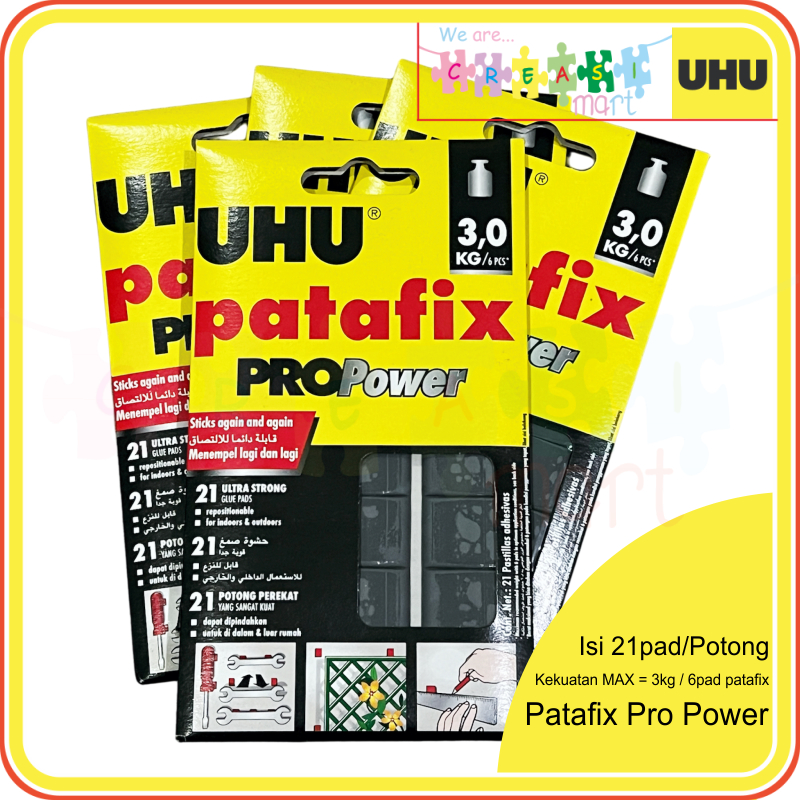 

Lem Tack It UHU Patafix PROPower Adhesive Alat Perekat Pake Berulang Kali MAX 3kg/6pad isi 21pad