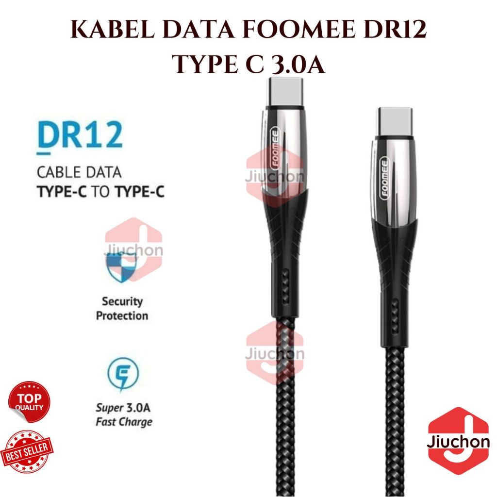 JIUCHON KABEL DATA FOOMEE DR12 TYPE C 3.0A 120 CM CABLE CHARGER HP FAST CHARGING