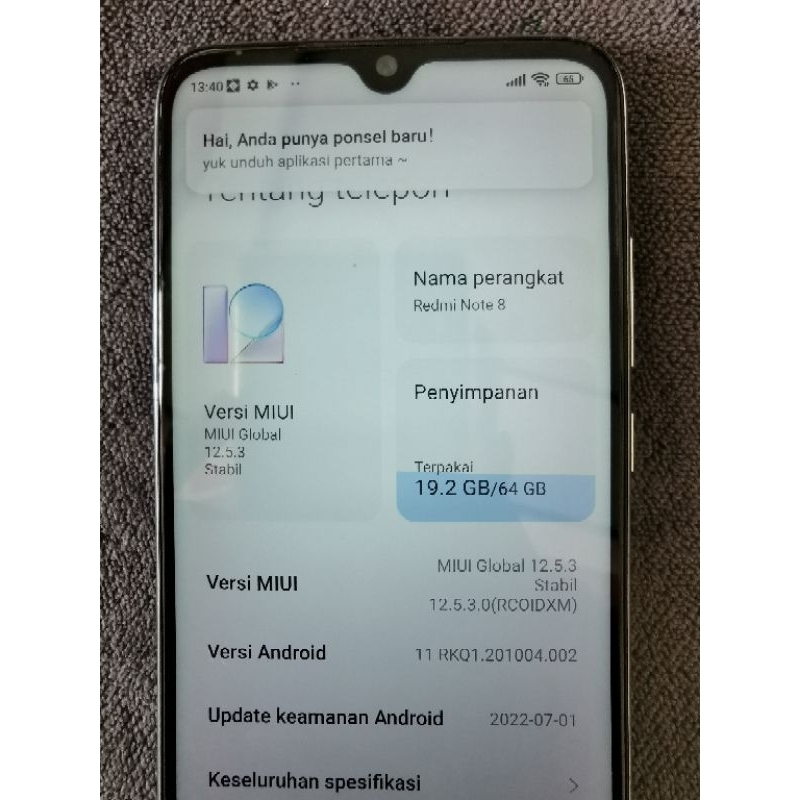 Mesin redmi note 8 4/64 normal