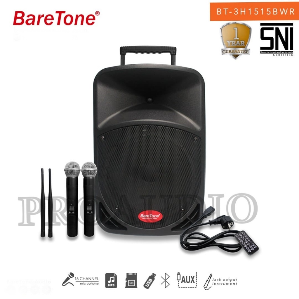 Speaker Portable Baretone 15 inch BT-3H1515BWR BT 3H 1515BWR BT 3H1515BWR BT 3H 1515 BWR 2 Handheld Original
