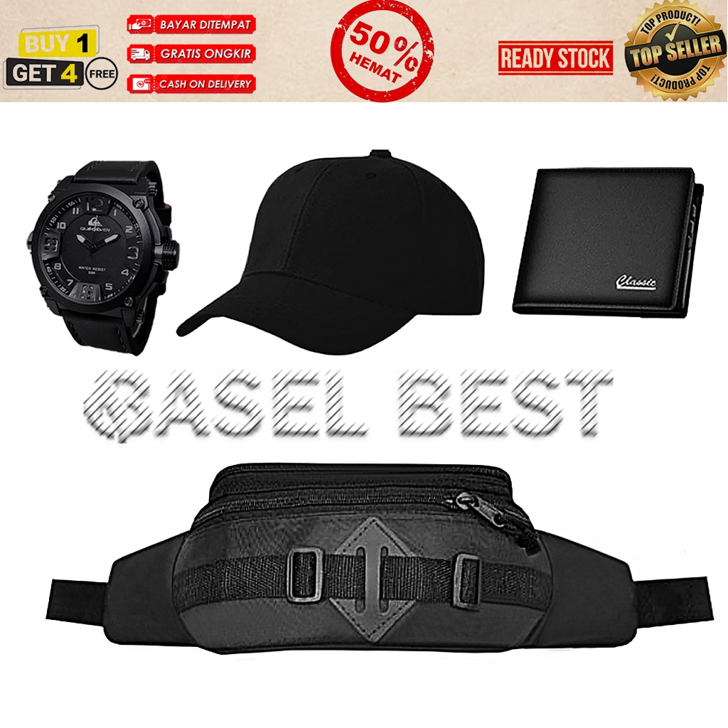 Paket Bundling 4 in 1 Sling Bag Pria Tas Pinggang Selempang Dada Topi Baseball/Slayer&Pelukis Distro