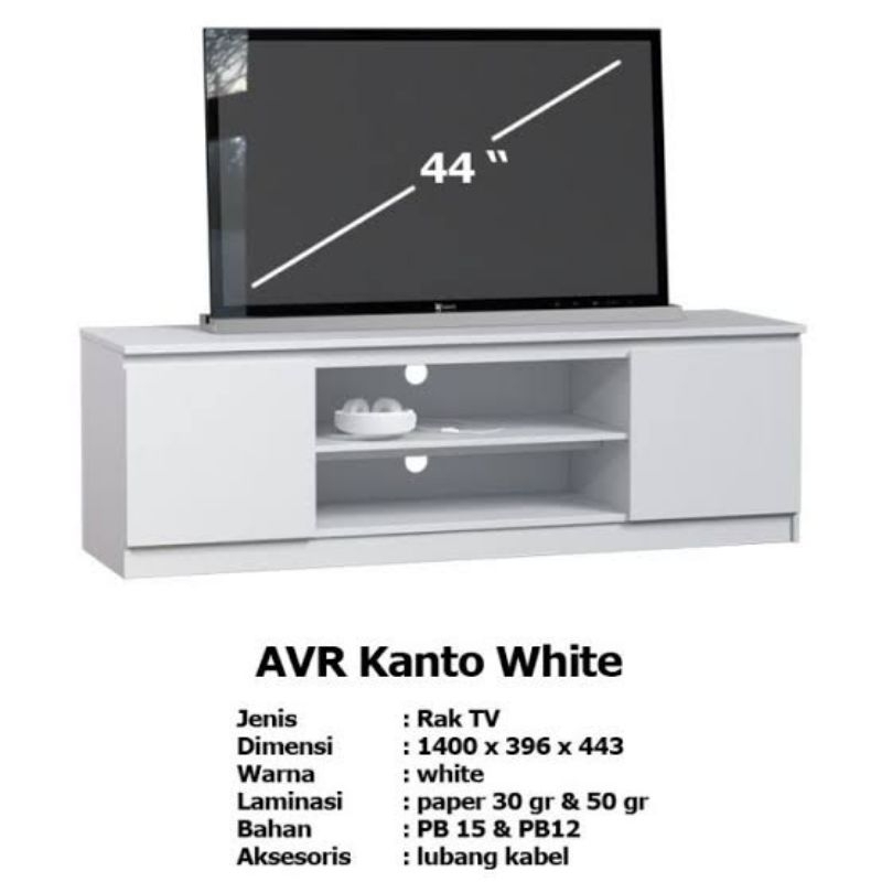 OLYMPIC AVR KANTO WHITE MEJA TV MINIMALIS / BUFET TV / RAK TV 44 INCH