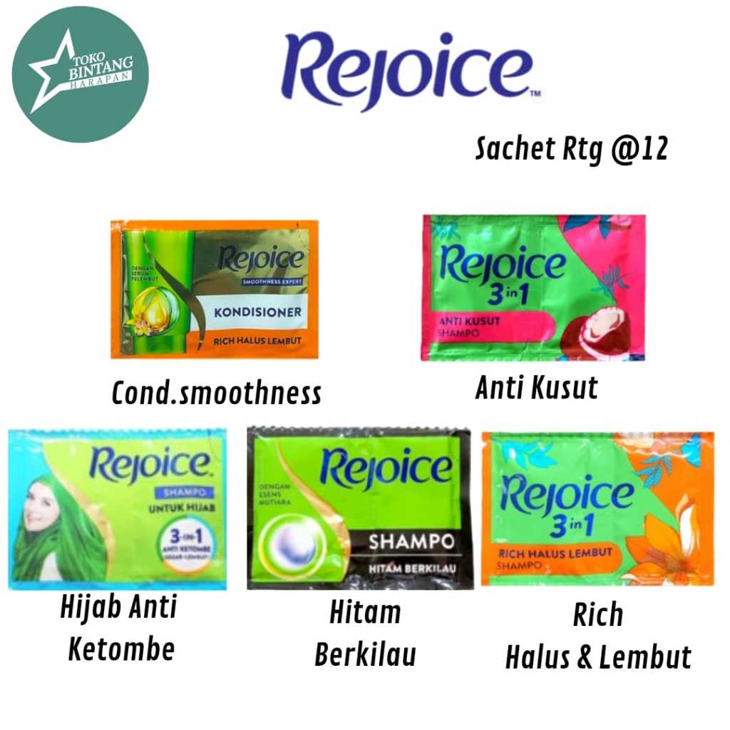 Rejoice Shampoo Sachet Anti ketombe Hitam Berkilau Anti Kusut Halus Lembut Rejoice Conditioner Sache