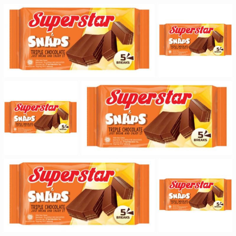 

Superstar Snaps Triple Chocolate Wafer Salut Cokelat 28 Gr