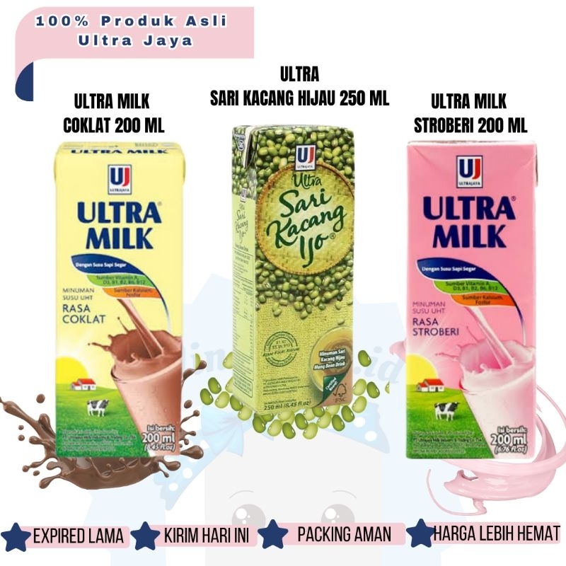 

Ultramilk susu kotak coklat strawberry sari kacang hijau 200ml