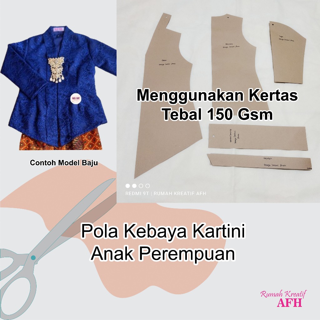 Pola Instan Kebaya Kartini Anak Perempuan