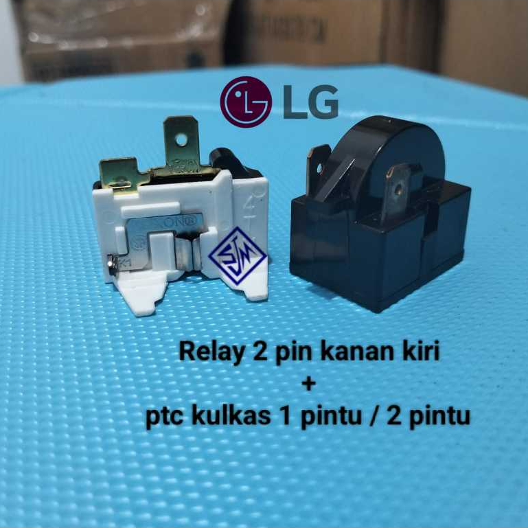 Relay 2 pin kanan kiri + ptc overload kulkas LG 1 pintu / 2 pintu
