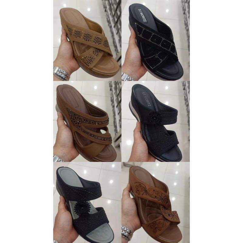 ST MORITZ - Sandal Wedges Comfort Wanita Hak 7cm Size 36-40 Original