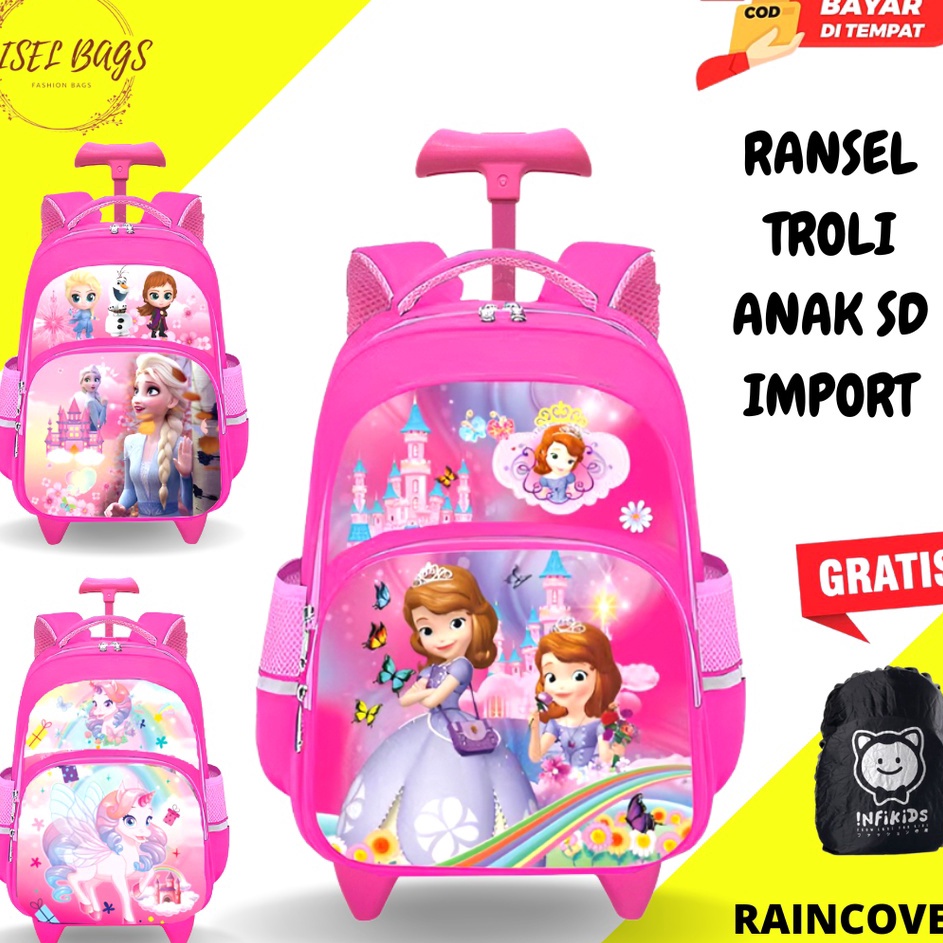 Harga Terbaik  GBTas ransel troli anak perempuan SD tas ransel troli anak import tas ransel troli an