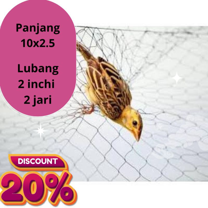 TERMURAH jaring burung emprit burung pipit lubang 2 jari jaring burung hitam JARING PERANGKAP BURUNG