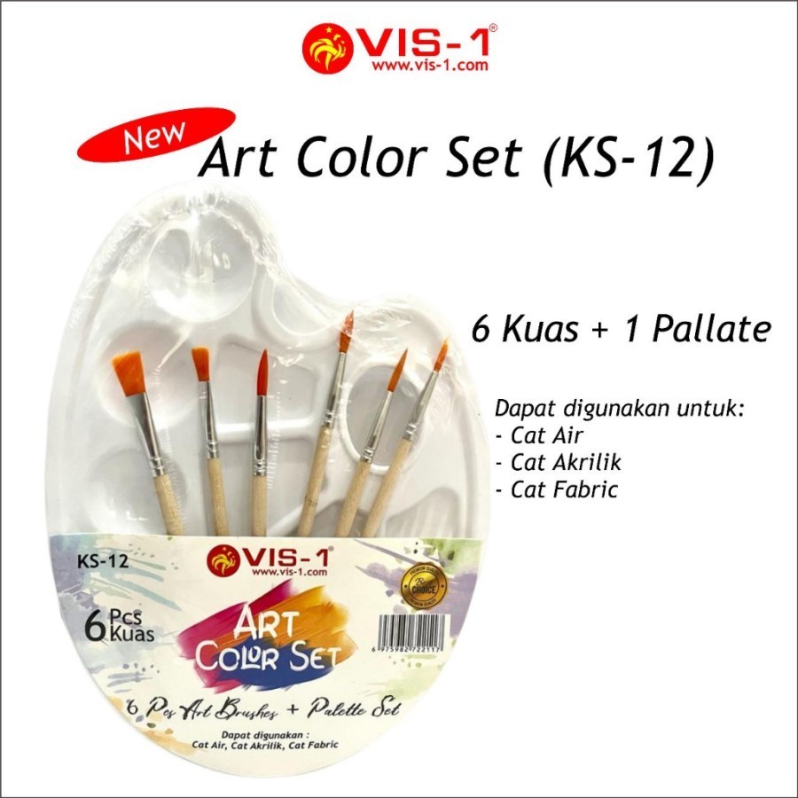 

Kuas Set + Palet Vis-1 - KS-12 Kuas Lukis Piring Cat Air Kuas 6 Pcs