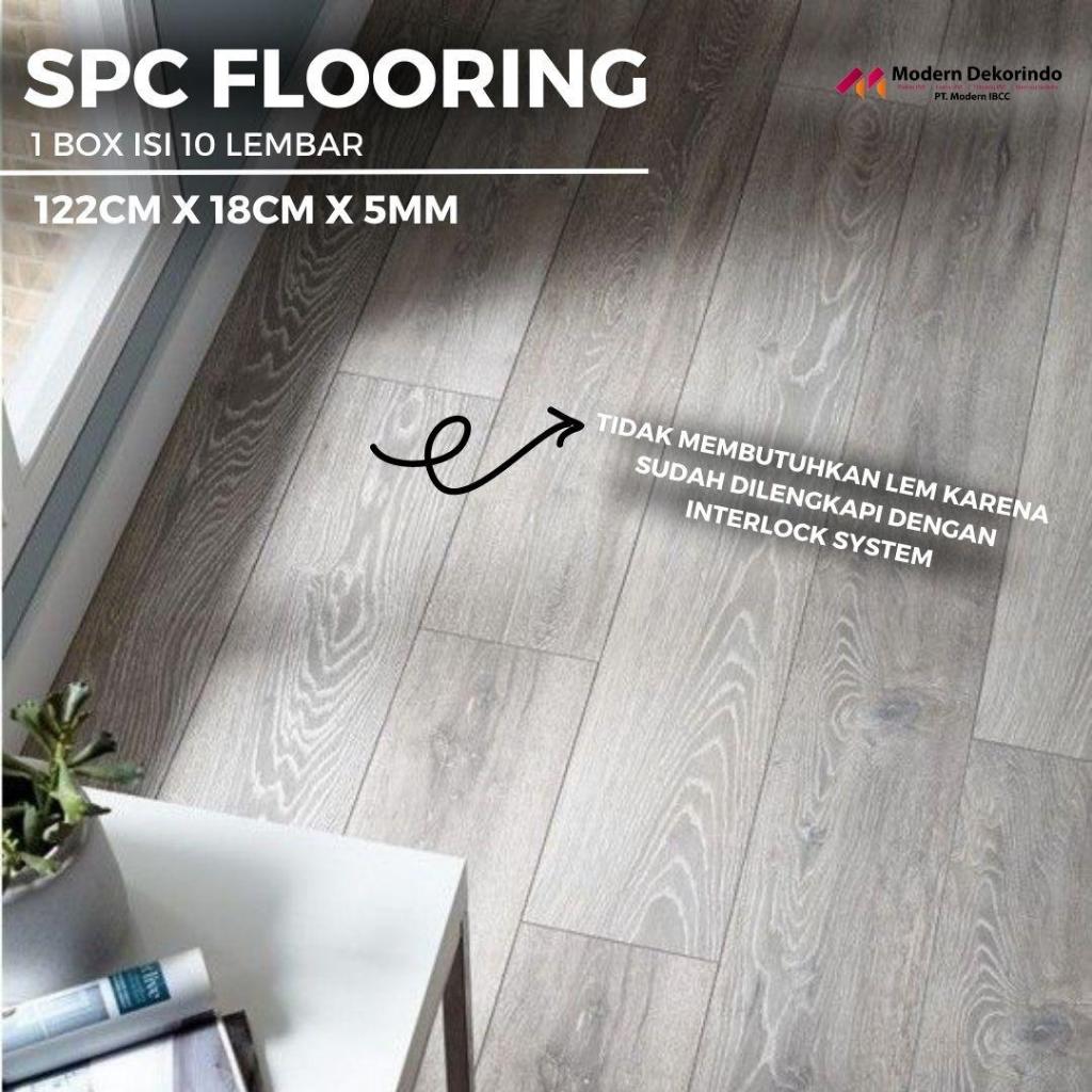 Lantai SPC Tebal 4.85mm Isi 10 Lembar Modern SPC Flooring FOAM Premium Aesthetic