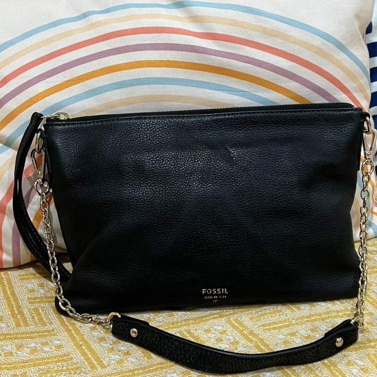 Preloved Tas Fossil Sydney Top Zip Chain Crossbody