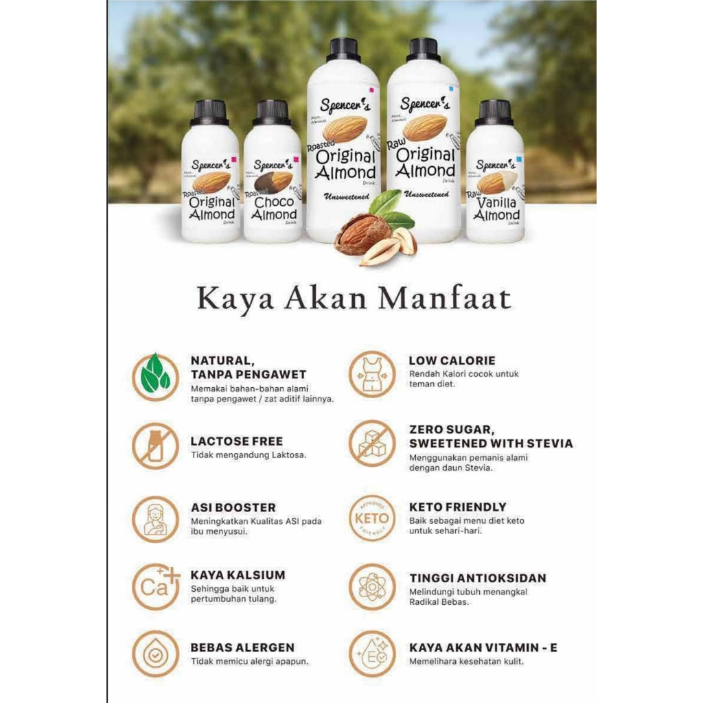 

PROMO BAYAR 6 BOTOL DAPET 9 BOTOL !!! SPENCERS ALMOND MYLK PREMIUM CALIFORNIAN ALMOND 270ML / BAGUS UNTUK KESEHATAN, MENDUKUNG PROGRAM DIET, BAGUS UNTUK ASI BOOSTER DAN BANYAK MANFAAT LAINNYA