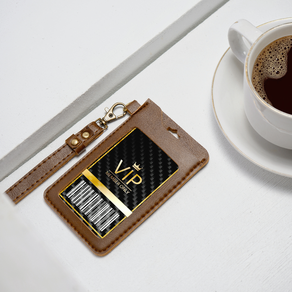 

Tempat Gantungan ID Card Holder Name Tag Kulit Kalung Custom Nama Nametag