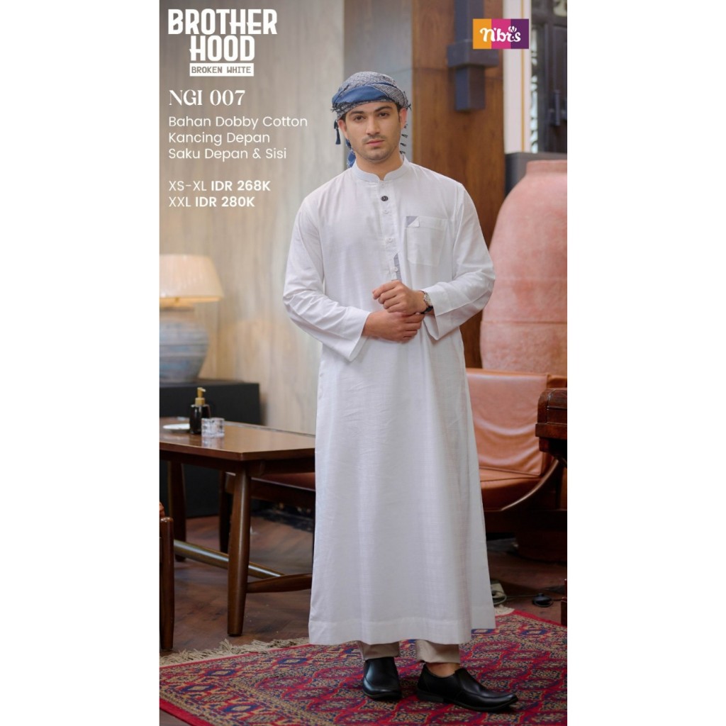 Jubah Pria Dewasa Gamis Pria Nibras NGI 007 Jubah Couple Ayah dan Anak Baju Muslim Anak Laki-Laki Ni