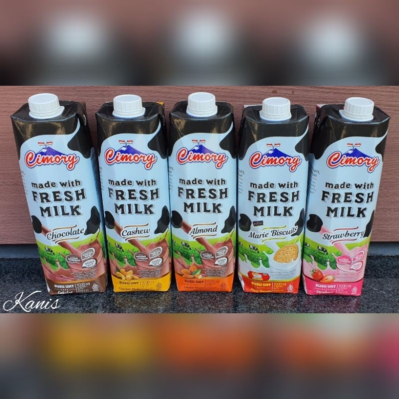 

Cimory susu uht 1000 ml / fresh milk / chocolate / cashew / almond / Marie biskuits / strawberry / halal