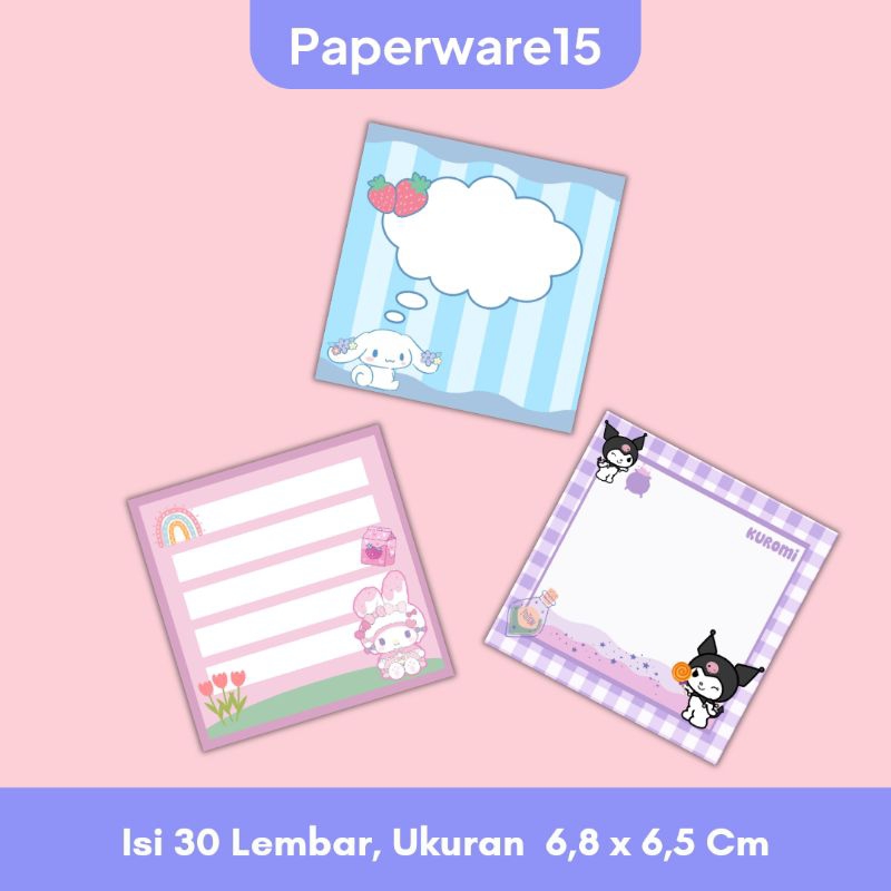 

memopad karakter sanrio / memopad lucu / memopad tanpa lem