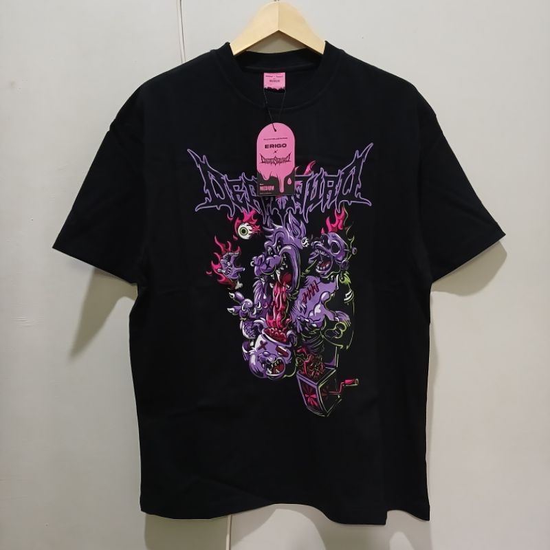 DEADSQUAD X ERIGO - WOLF - TSHIRT OVERSIZE HITAM