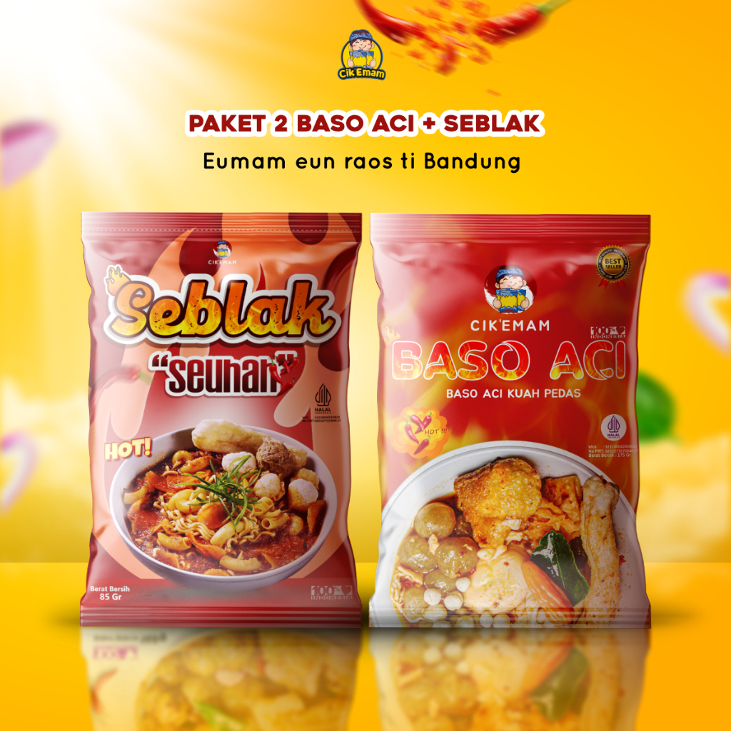 

Cik’Emam – Paket Bundling 2 ( Seblak & Baso Aci ) Khas Bandung - Pedas Gurih Cikemam