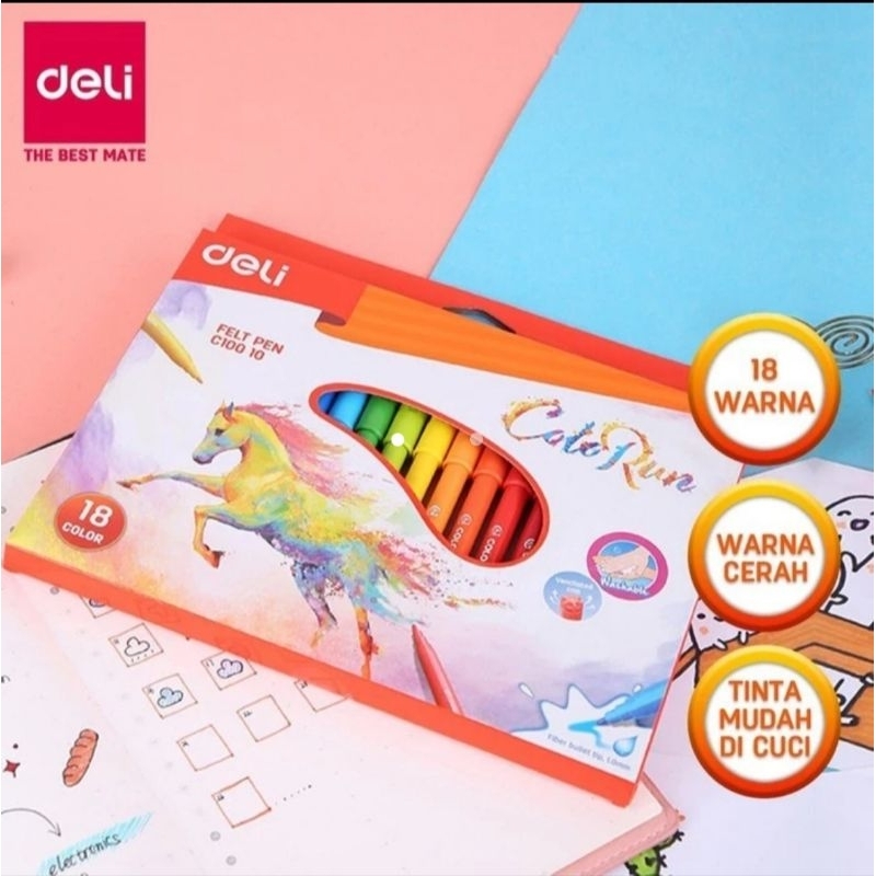 

Spidol Warna 18 tidak beracun warna cerah-EC10010