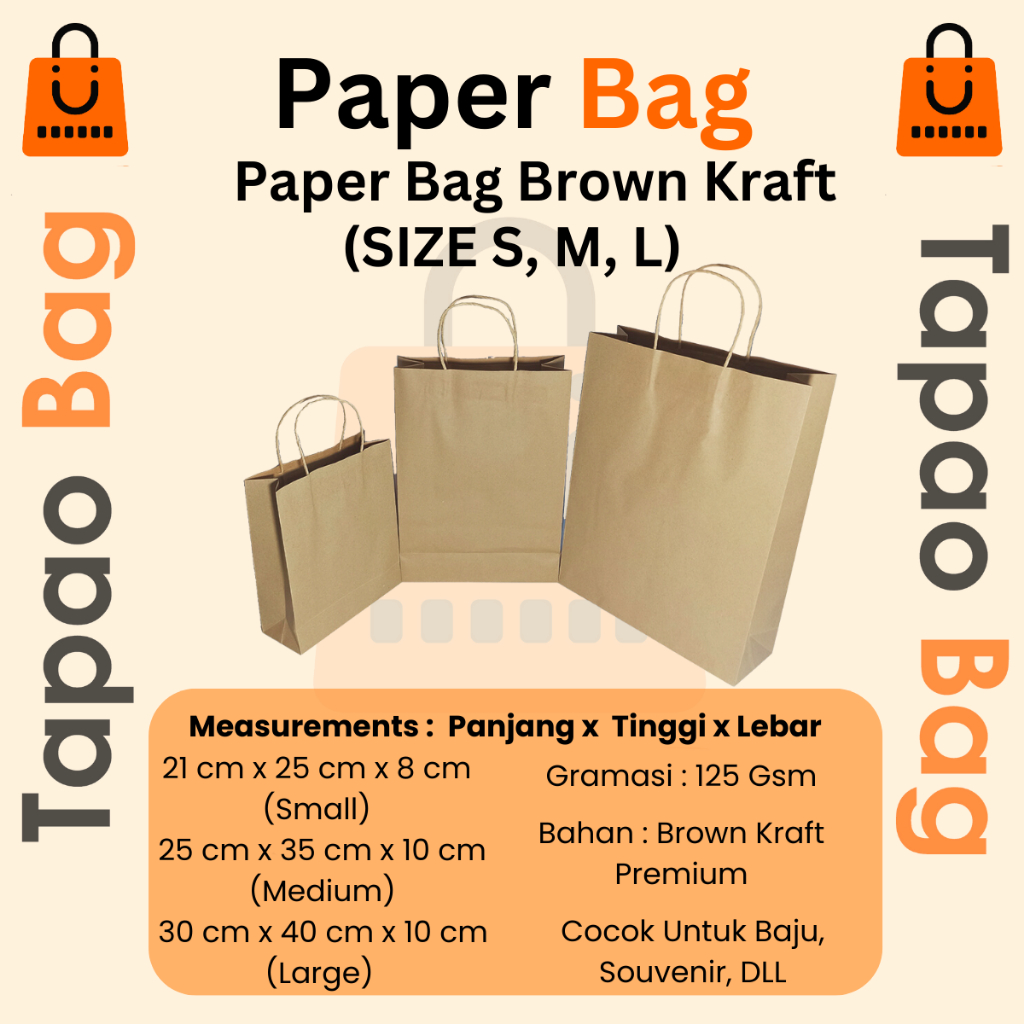 

Paper Bag Tas Belanja Coklat Craft 125 Gsm - Lusin