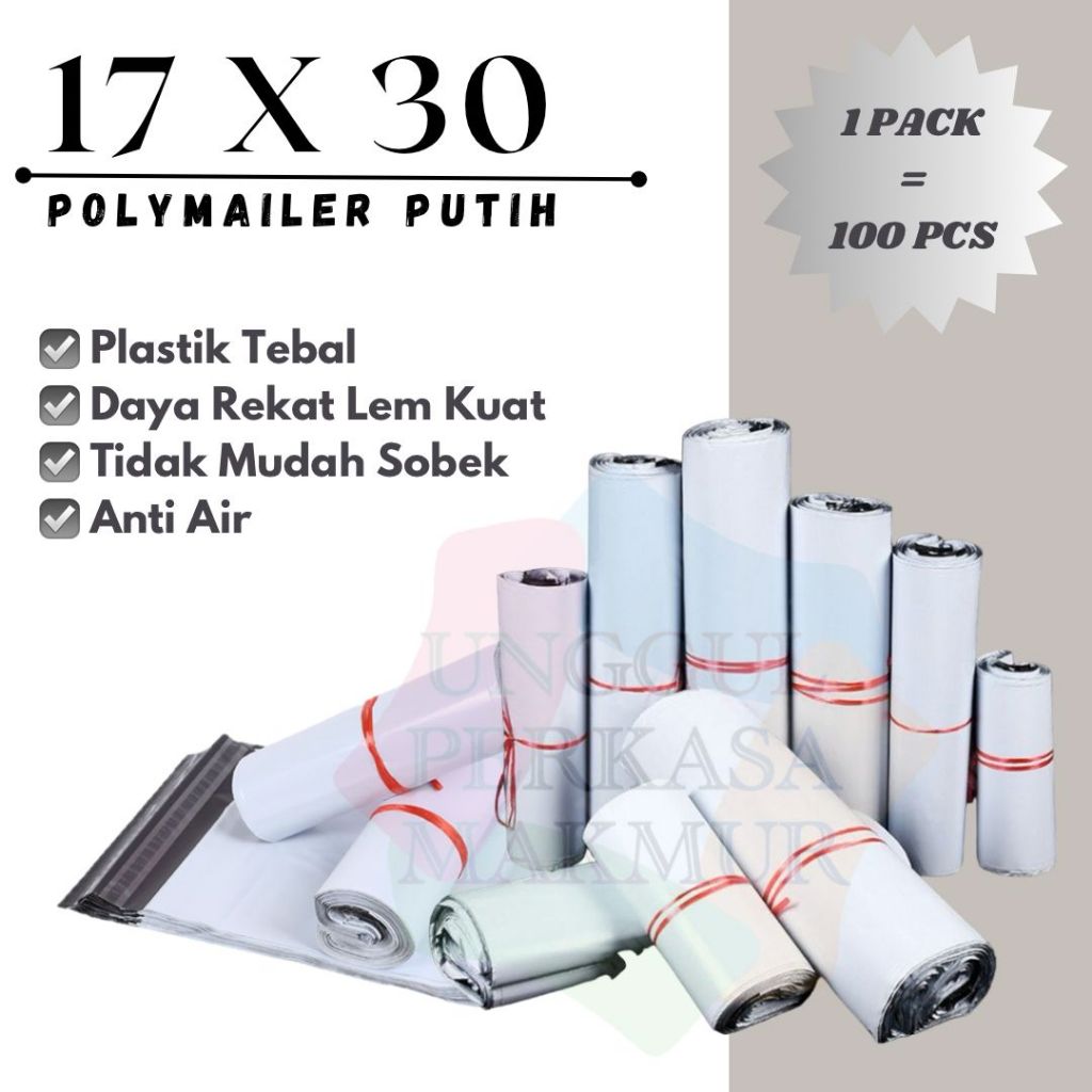 

Plastik POLYMAILER Putih 17 X 30 Kantong Packing Lem Polimailer White