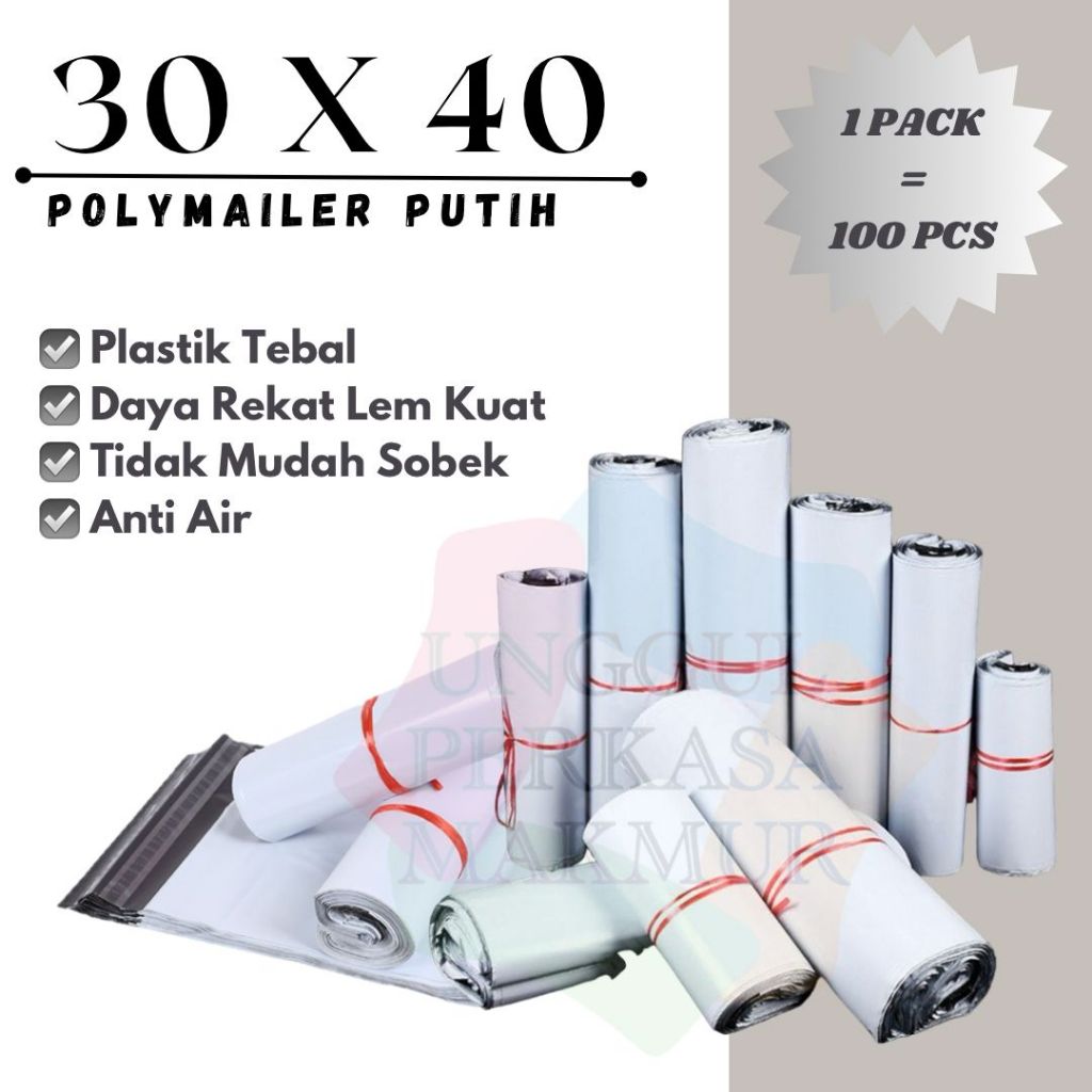 

Plastik POLYMAILER Putih 30 X40 Kantong Packing Lem Polimailer White