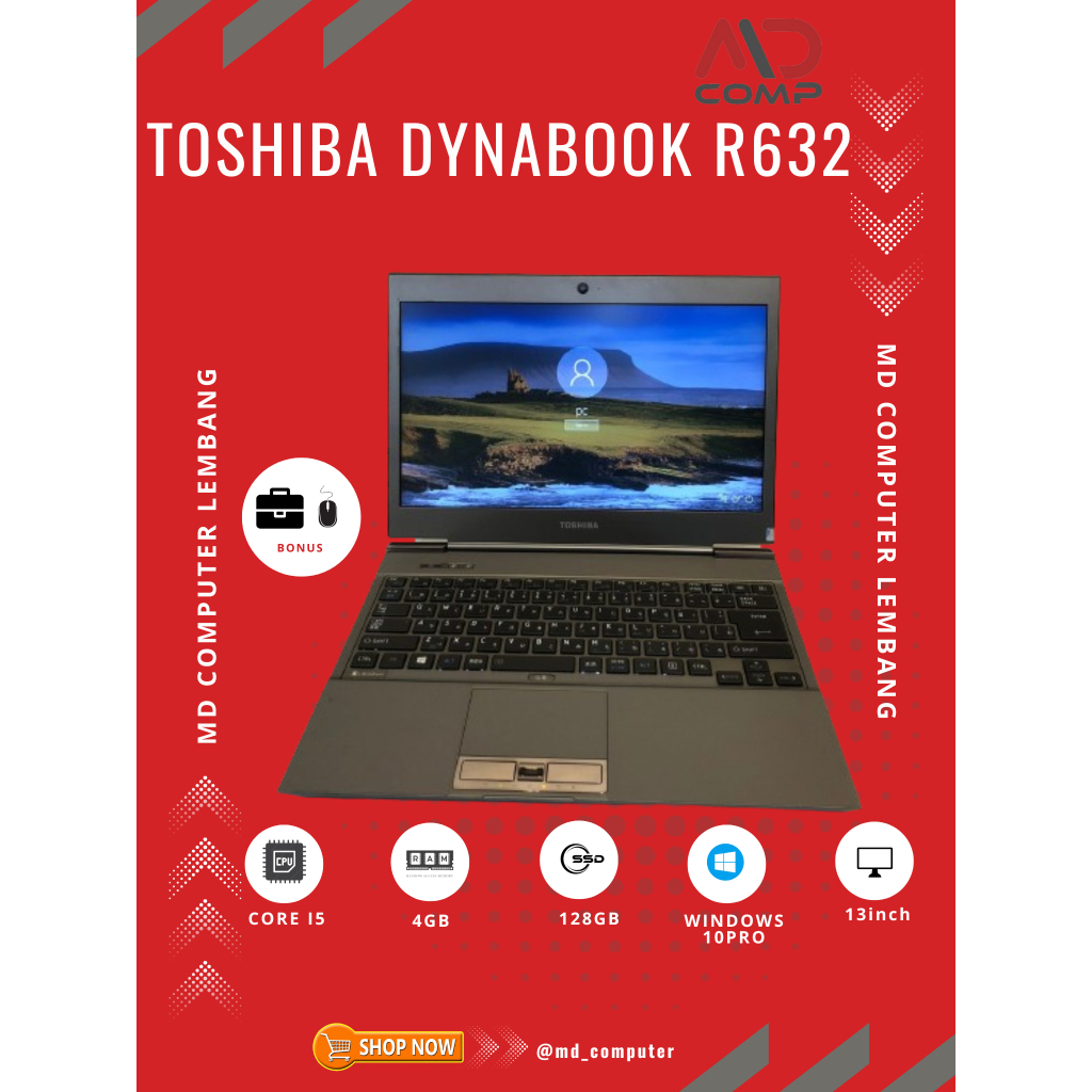 Laptop Toshiba Dynabook R632/F Core i5 Gen3 Ram-4gb SSD-128gb