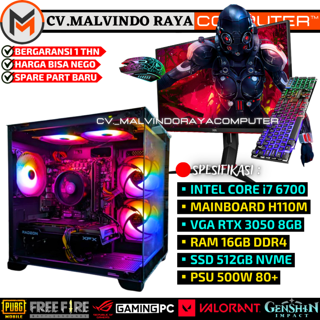 PC GAMING LIVE STREAMING INTEL CORE I7 RTX 8GB SSD 512GB NVME FULLSET SIAP PAKAI