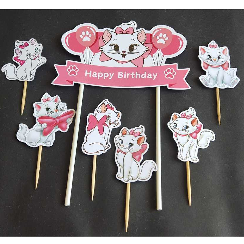 topper marie cat hiasan kue happy birthday