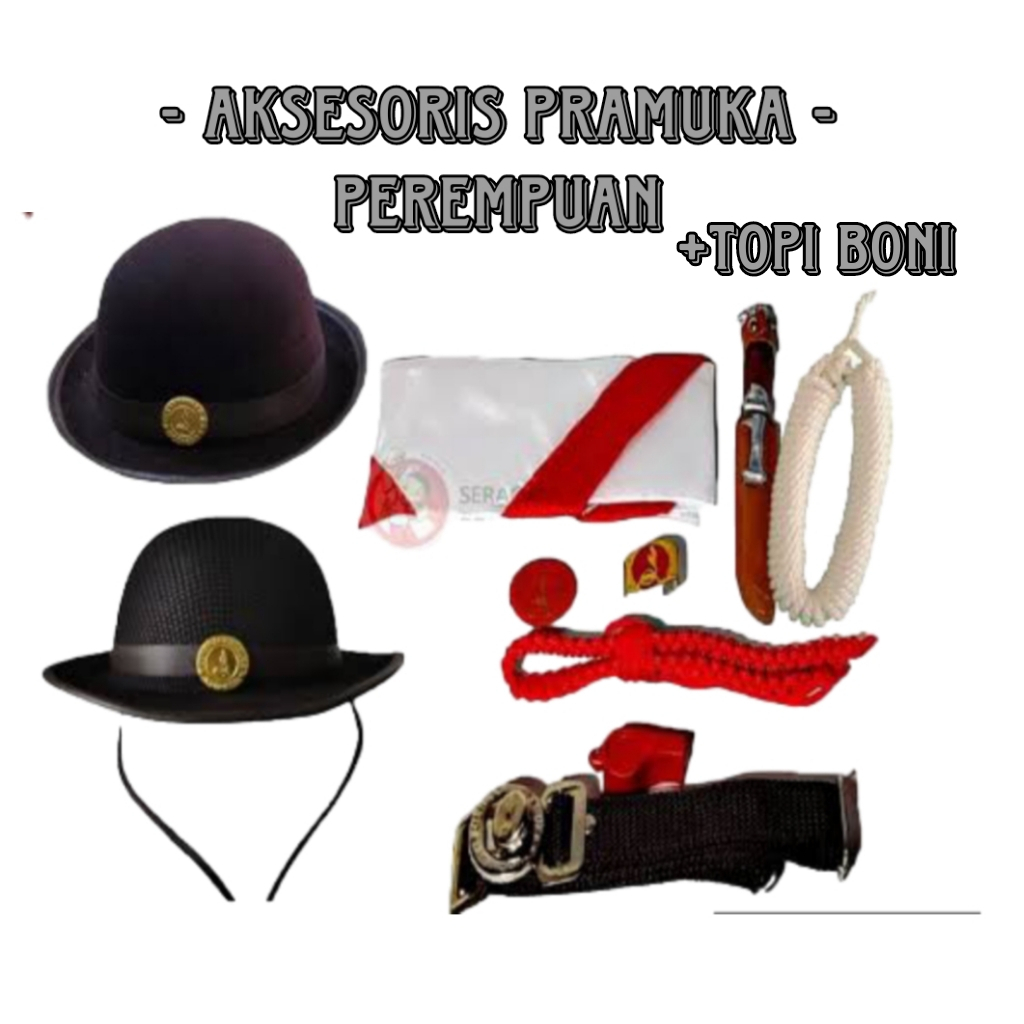 Aksesoris Seragam Pramuka Anak Perempuan Perlengkapan Pramuka SD Bonus Topi Boni Pramuka Anak Peremp