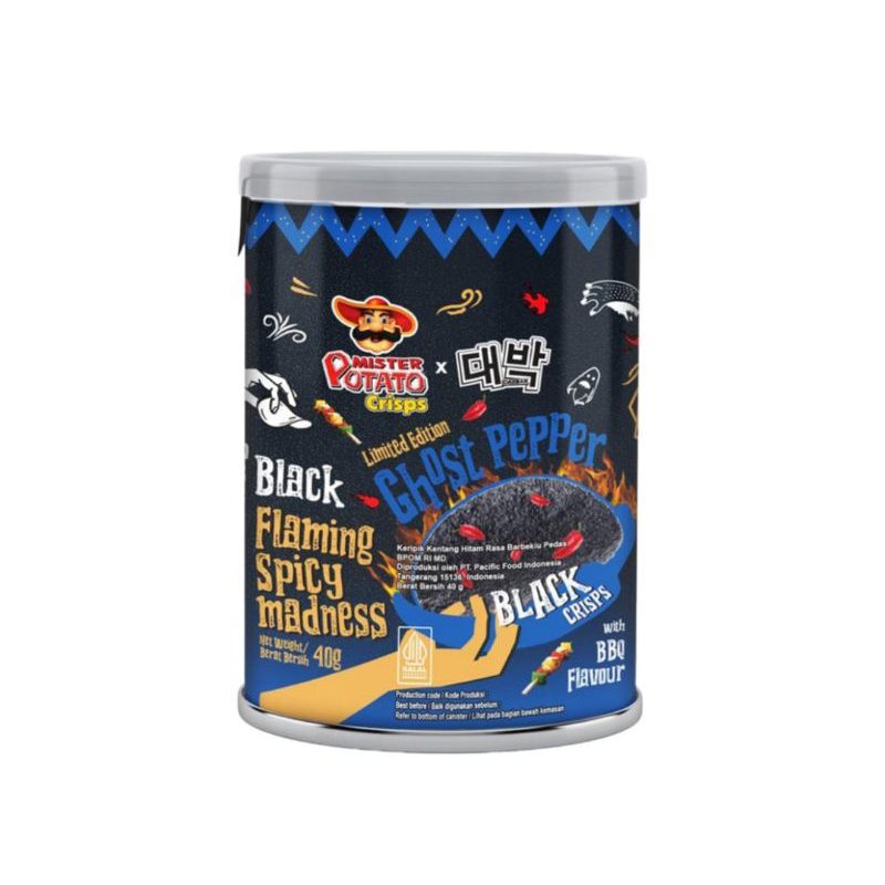 

Mister Potato Ghost Pepper Keripik Kentang Hitam Rasa Barbeque Pedas 40gr