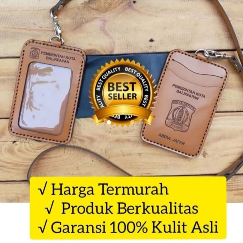 

lanyard kulit sapi asli id card kulit name tag kulit asli custom nama/logo