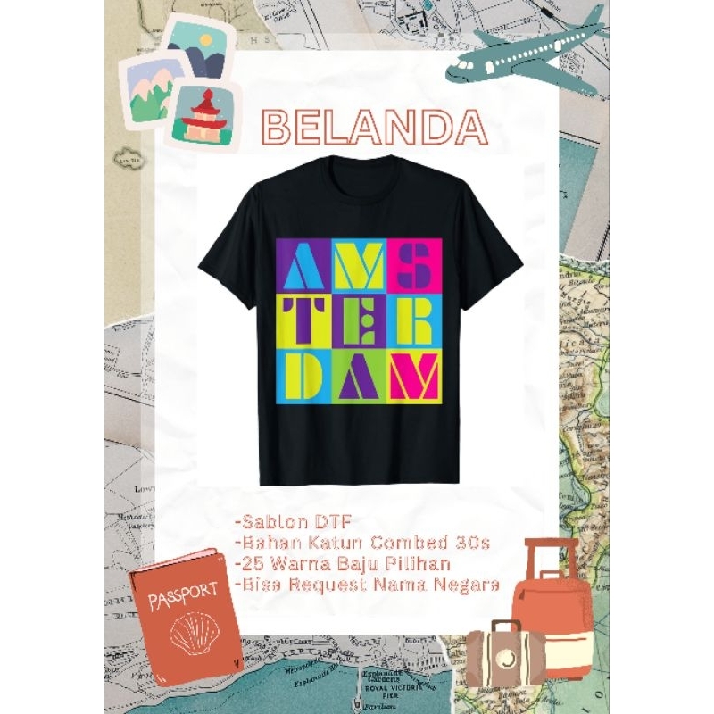Kaos Oleh-oleh Belanda Amsterdam - Baju Souvenir Belanda Amsterdam 1