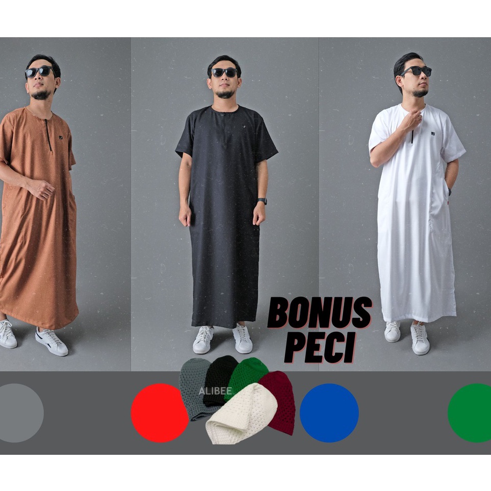 Best Price  Gamis pria dewasa terbaru lengan pendek polos premium hitam putihJubah pria oblong al ha