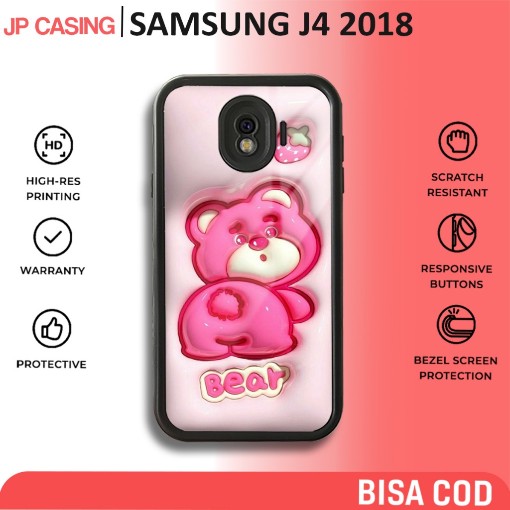 case hp samsung j4 2018  - casing samsung j4 2018 - motif cute bear - softcase hardcase glossy - cas