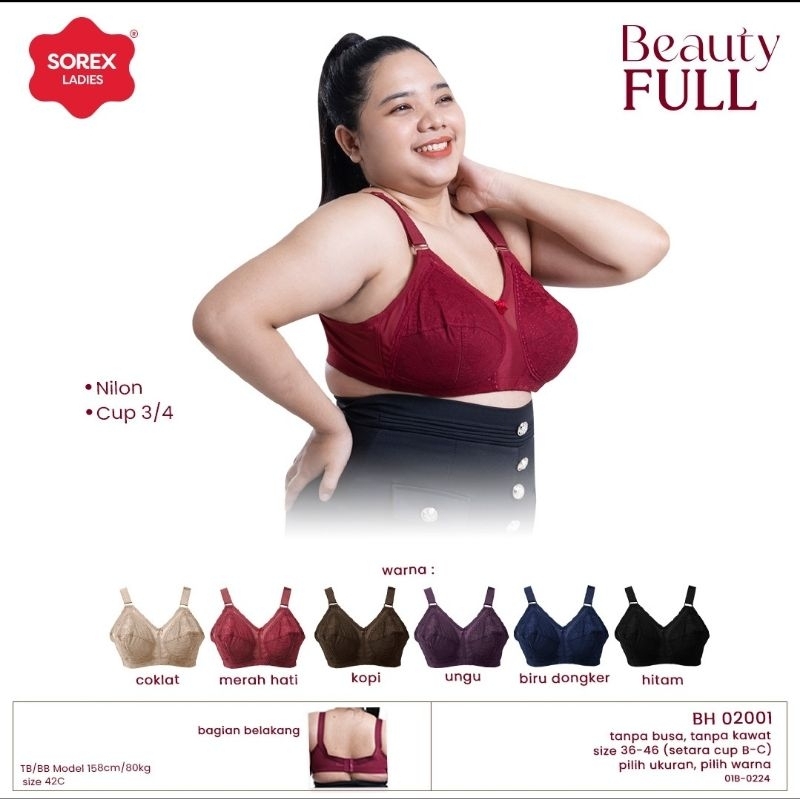 Bra bh Sorex classic 02001 cup besar tanpa busa dan kawat sister