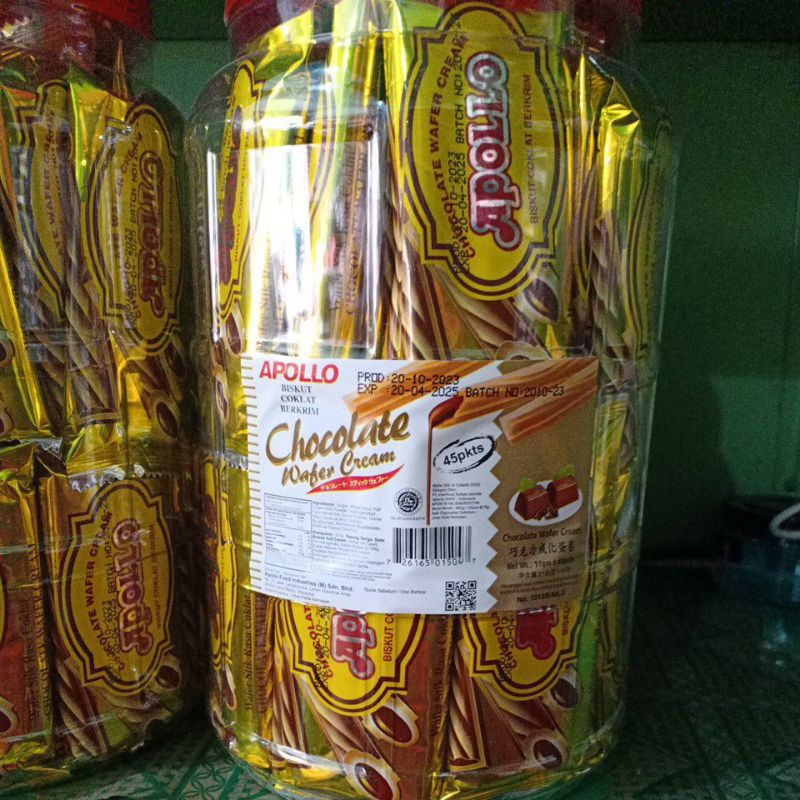 

Apollo wafer stik coklat isi 45 pcs malaysia / apolo stick biskuit biskut berkrim cemilan