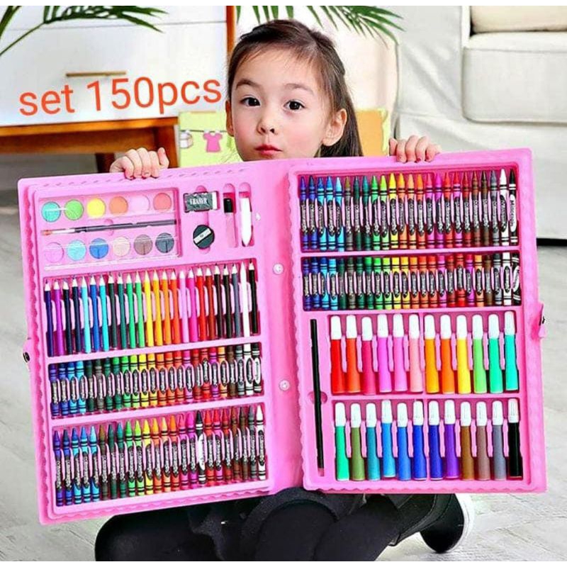 

CRAYON SET MURAH ISI 150PCS CRAYON ART SET PENSIL MEWARNAI LENGKAP ISI BANYAK