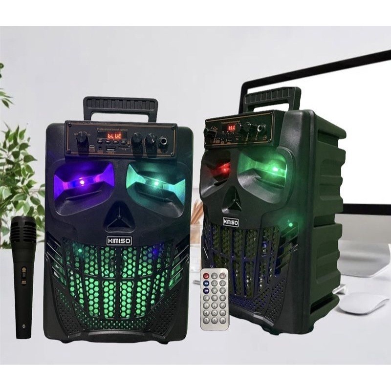 Speaker Bluetooth Speaker Portable 8,8Inchi MKC KIMISO-7801 Bonus Microphone Salon Aktif Super Bass