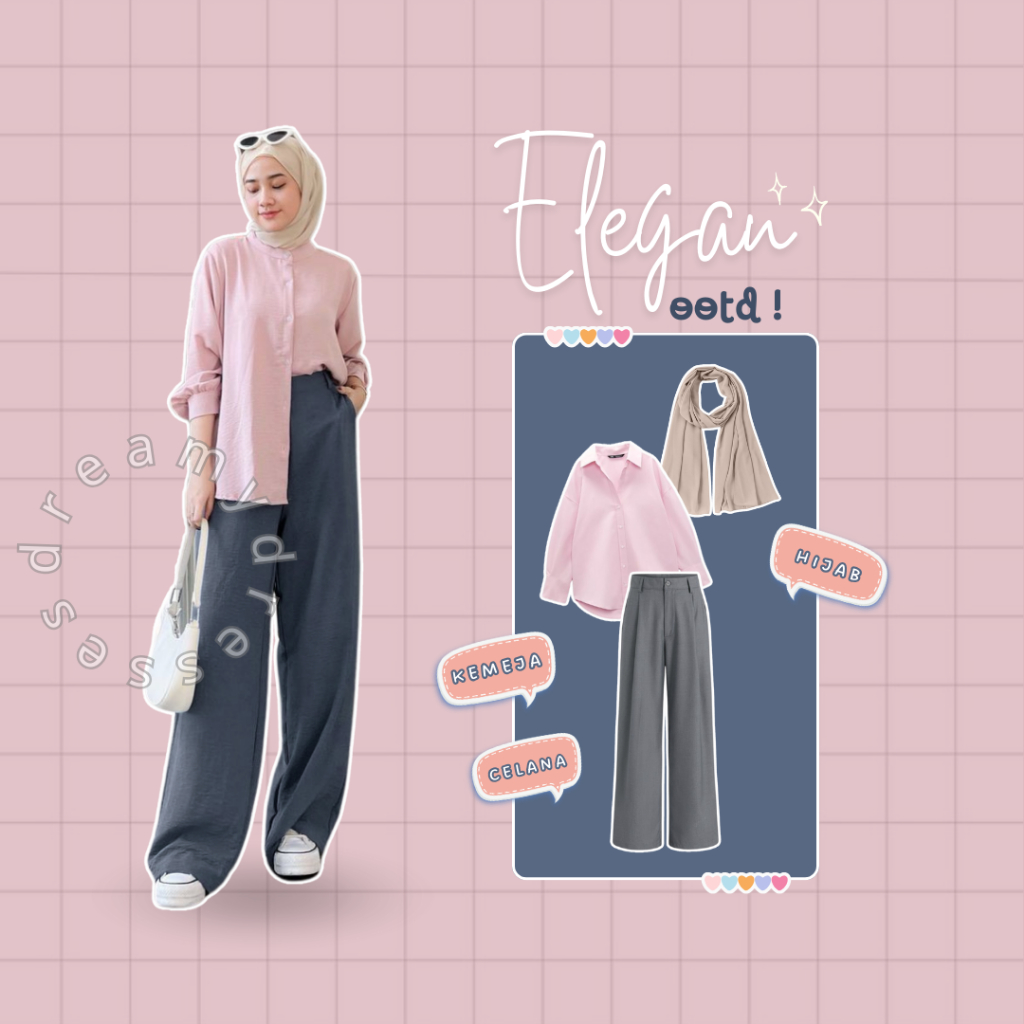 3in1 Set 149 - (Kemeja, Celana, Pashmina) Seoul Chic Ensemble One Set Outfit Korea wanita, outfit ul