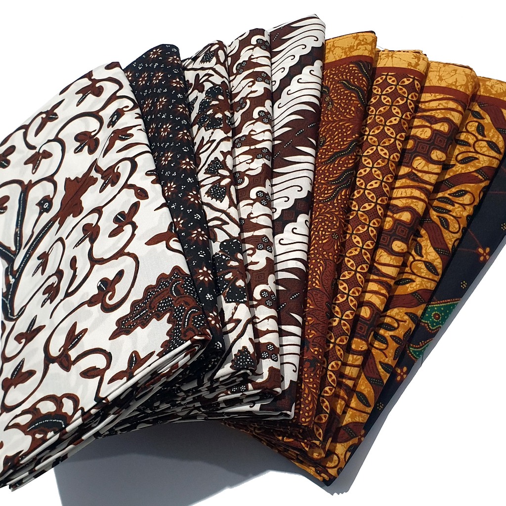 Kain Batik H Santoso AAA motif Kawung Parang Bunga Putih / Jarik Jogjaan / Kain Soga Genes Jarik Sol
