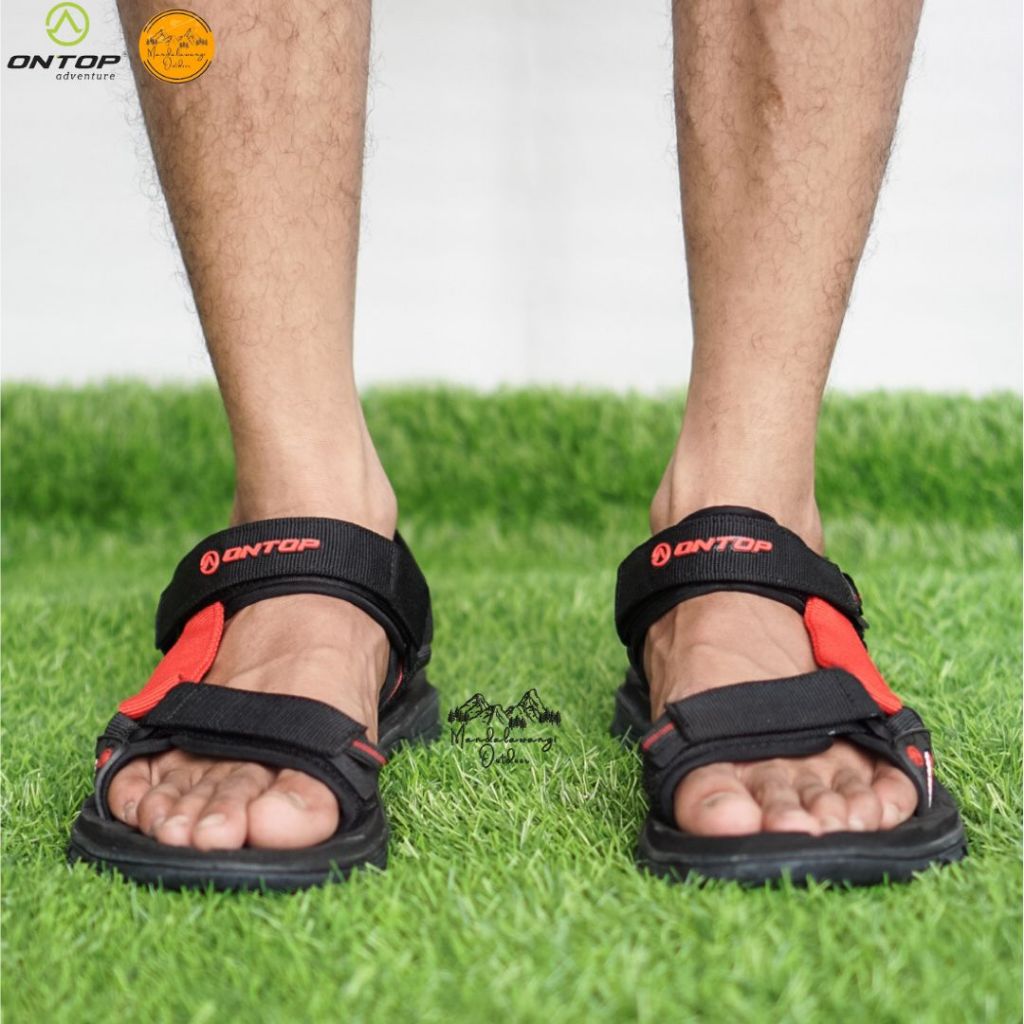 SANDAL PETUALANG ONTOP TONDANO MERAH SANDAL GUNUNG HIKING OUTDOOR PRIA DAN WANITA