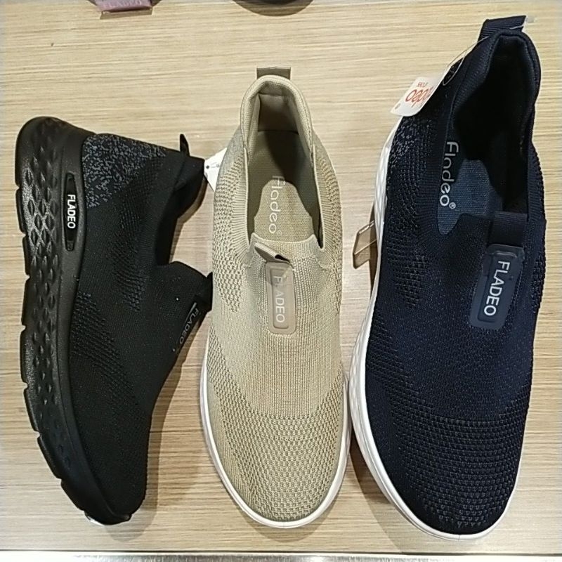 Sepatu Cowok Slip On Sneakers FLADEO | MSS 213 -LU BCK NAVY BEIGE