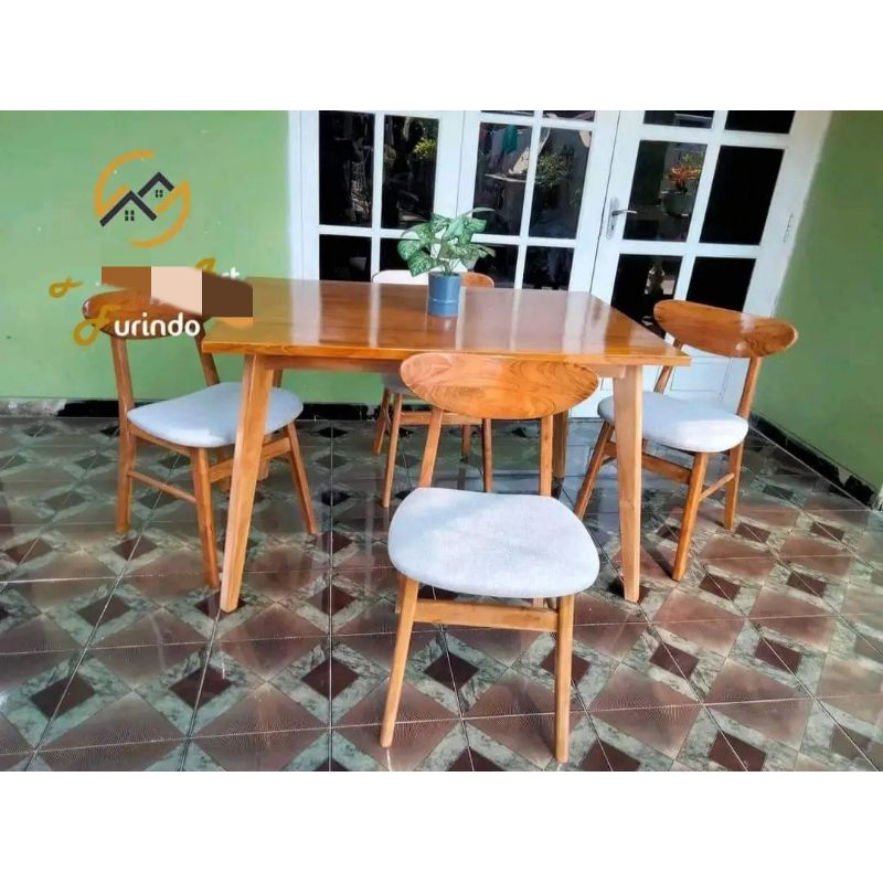 SET KURSI MEJA CAFE ROPAN /KURSI MEJA MAKAN JATI panjang meja 120cm