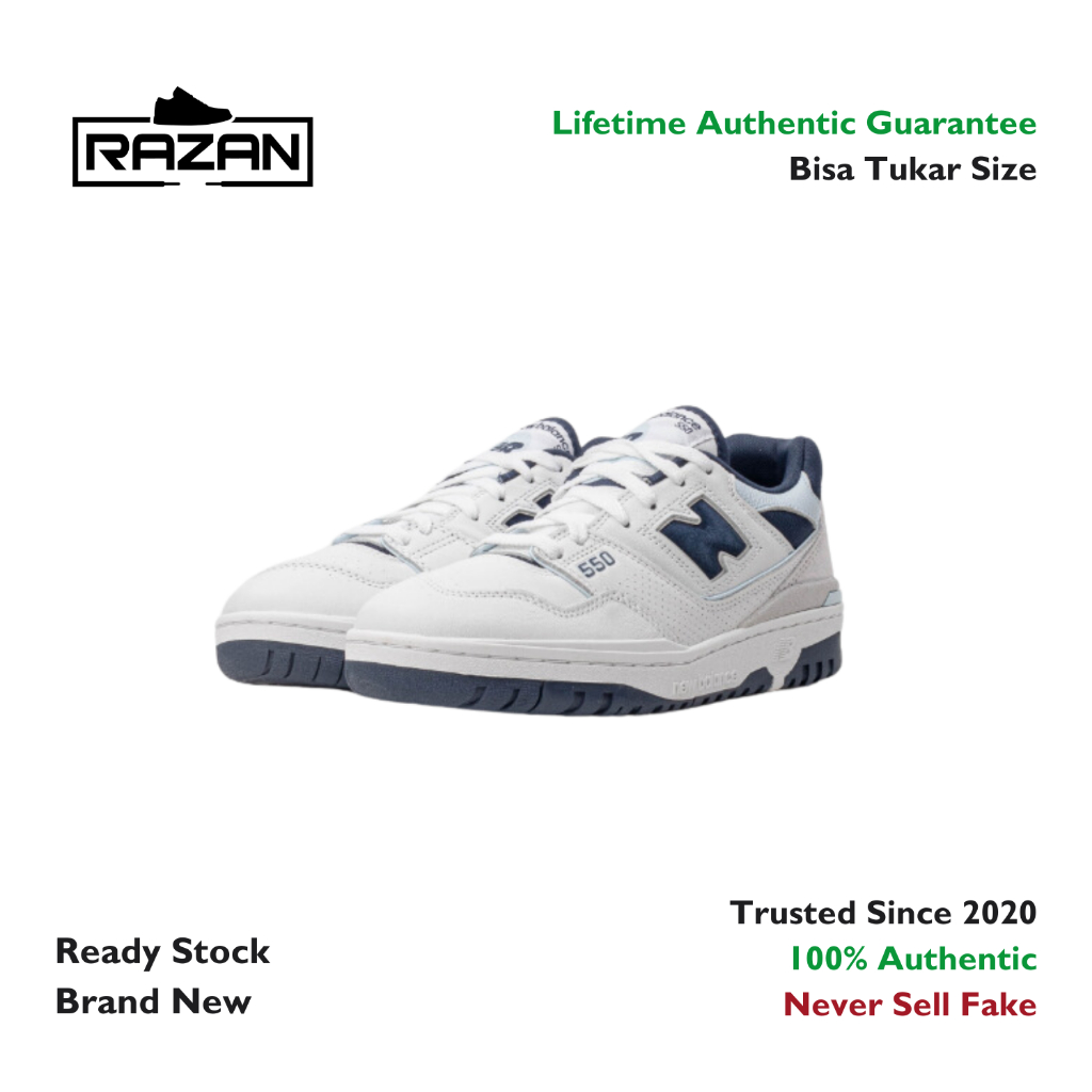 New Balance 550 White NB Navy 100% Authentic Original